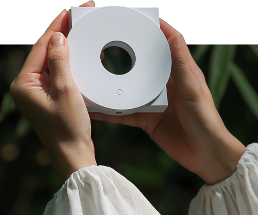 a person holding a product