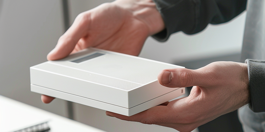 a person holding a product