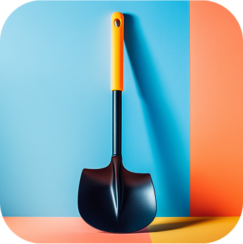 a shovel on a colorful background