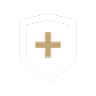 a white and gold cross on a black background