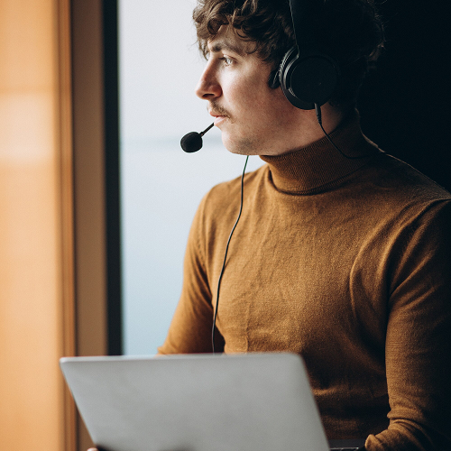 a man wearing headphones