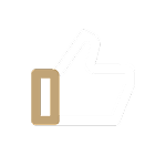 a white and tan thumb up symbol