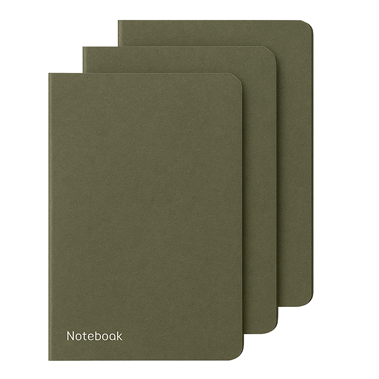 a group of notebooks on a black background