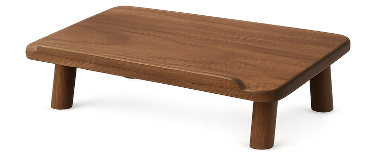 a wooden table with legs