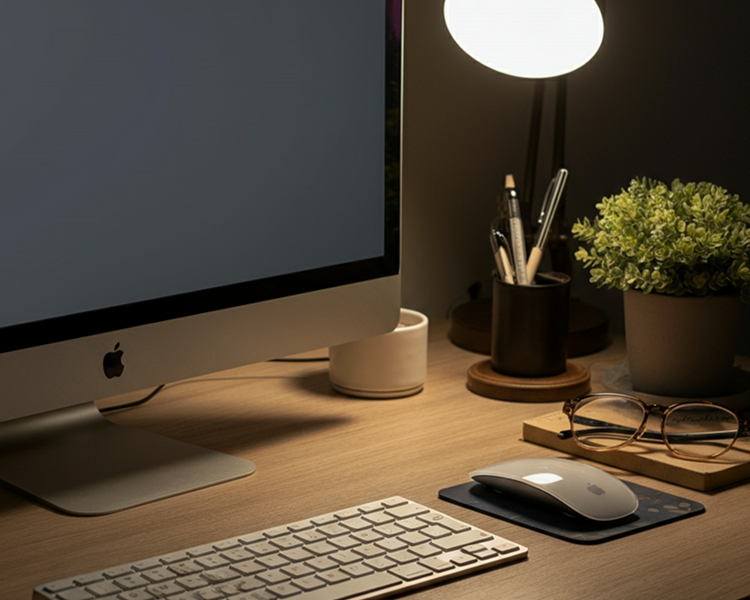 a computer on a desk