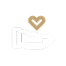 a white and gold logo