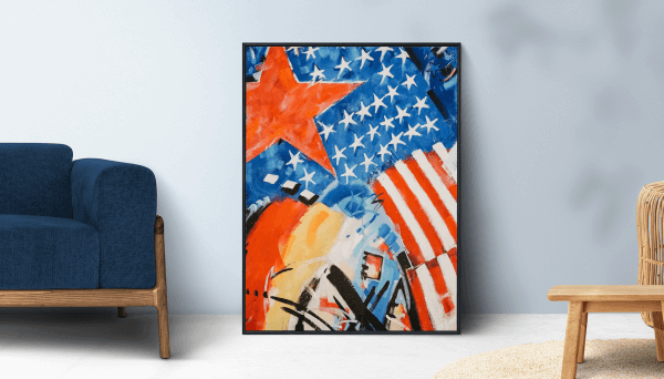 a painting of a flag and stars