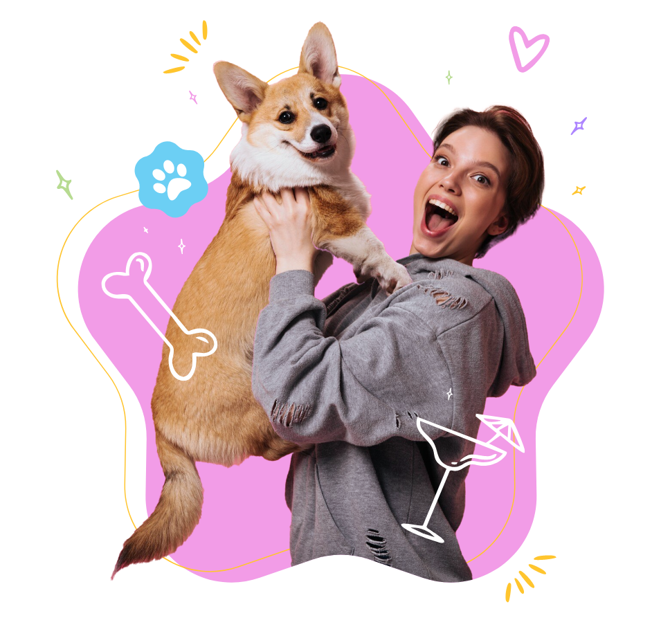 a woman holding a dog