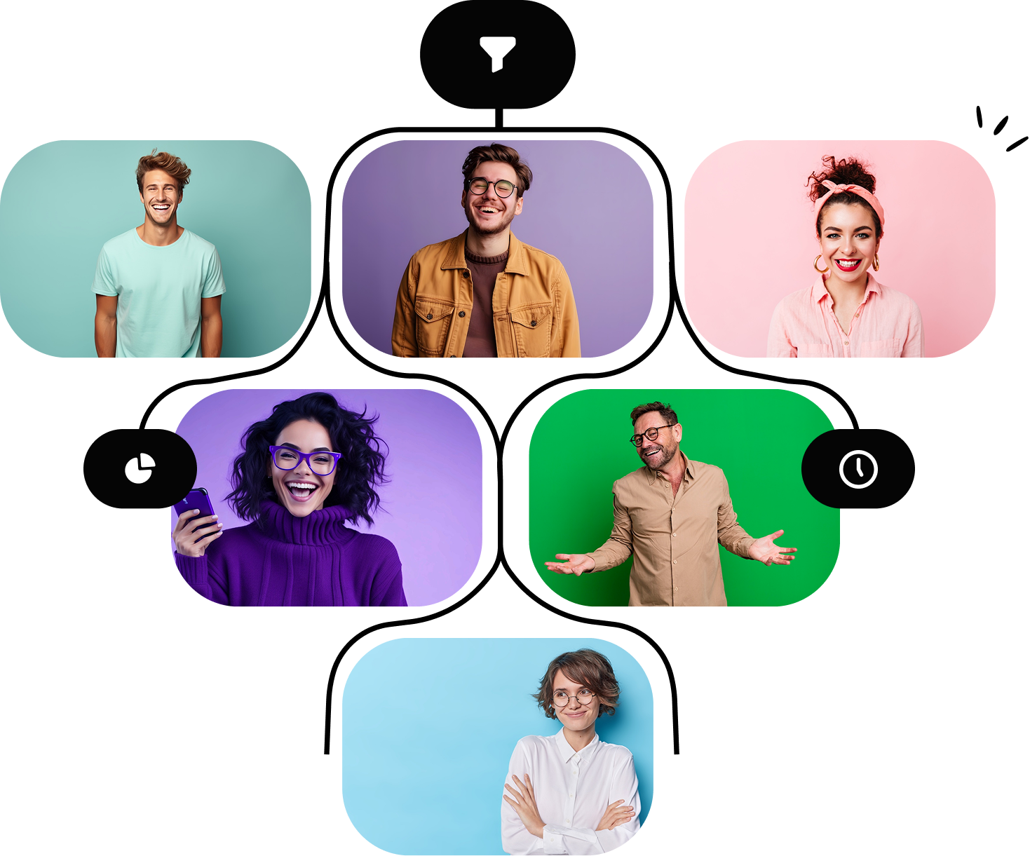 a group of people smiling