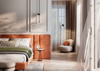 a room with a bed and a chair