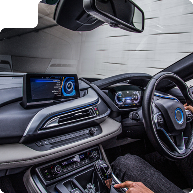 a person driving a car