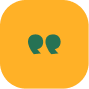 a yellow square with green quote marks