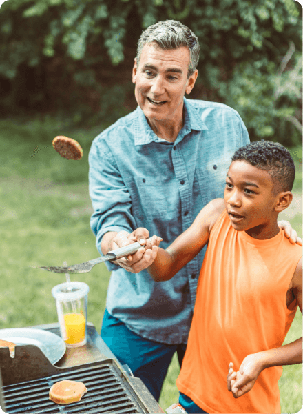 father and son having a barbecue