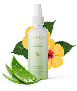 a spray bottle with yellow flowers and aloe vera
