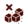 a red x and cubes on a black background