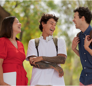 a group of people laughing