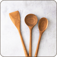 a group of wooden spoons