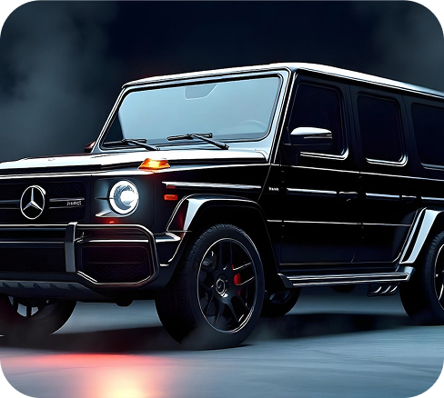 a black car with a red light