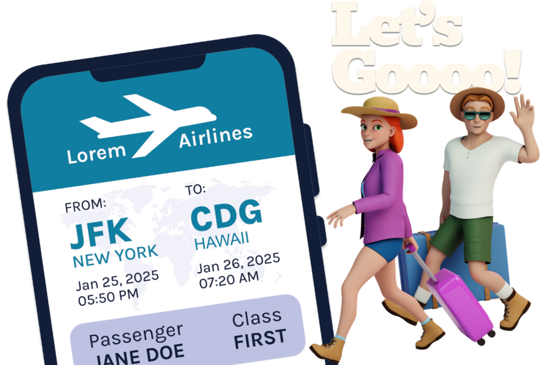 a cartoon of a couple of people walking with luggage