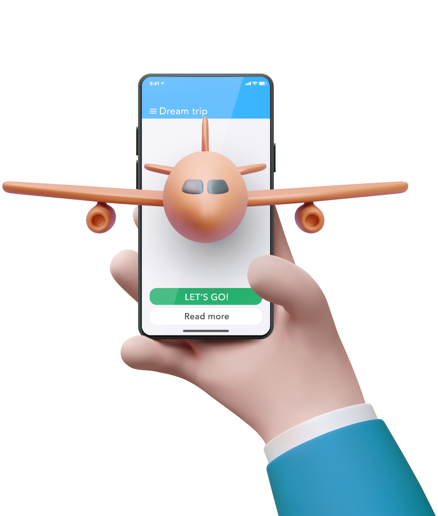 a hand holding a phone with a toy airplane on it