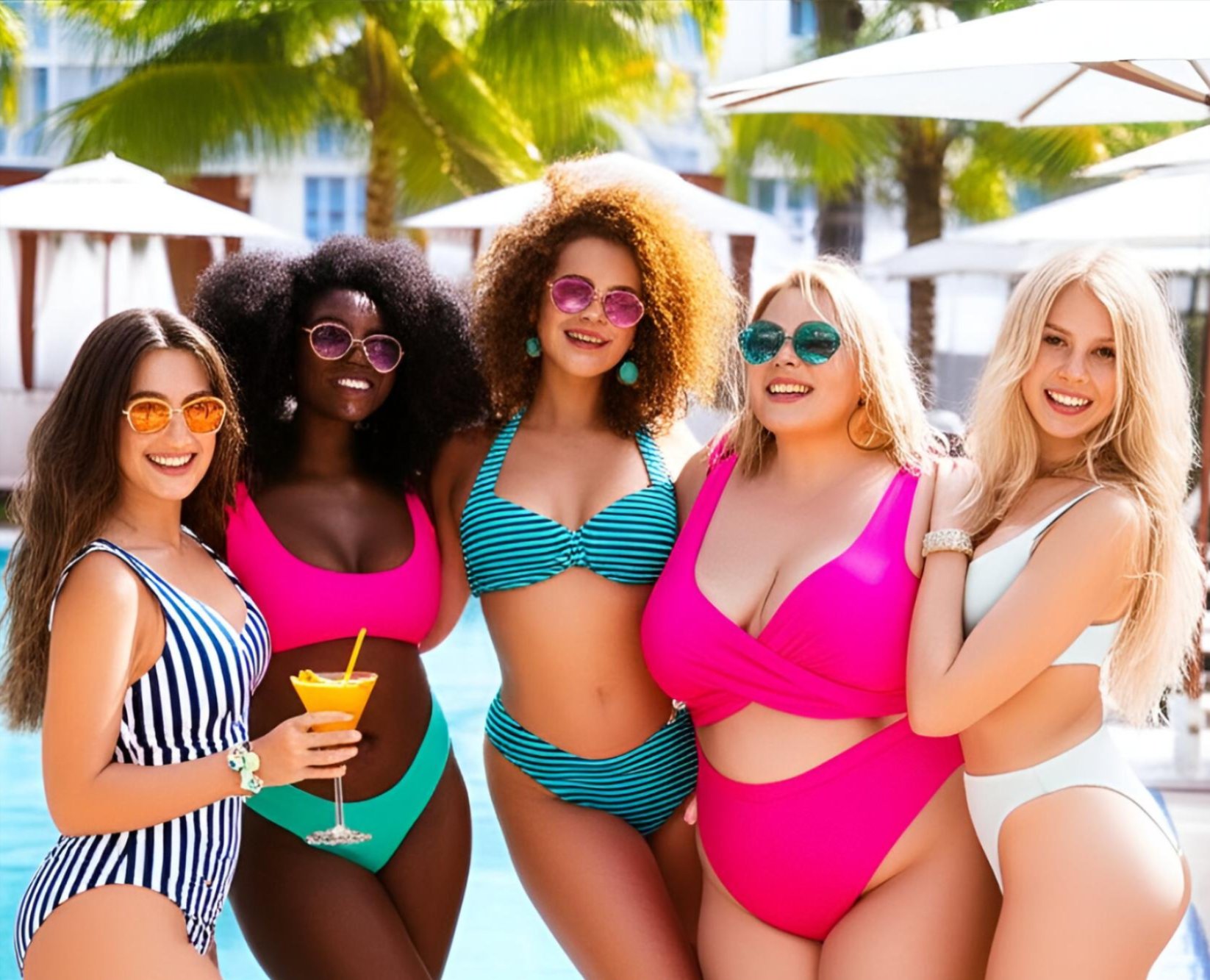 a group of women in garments posing for a photo