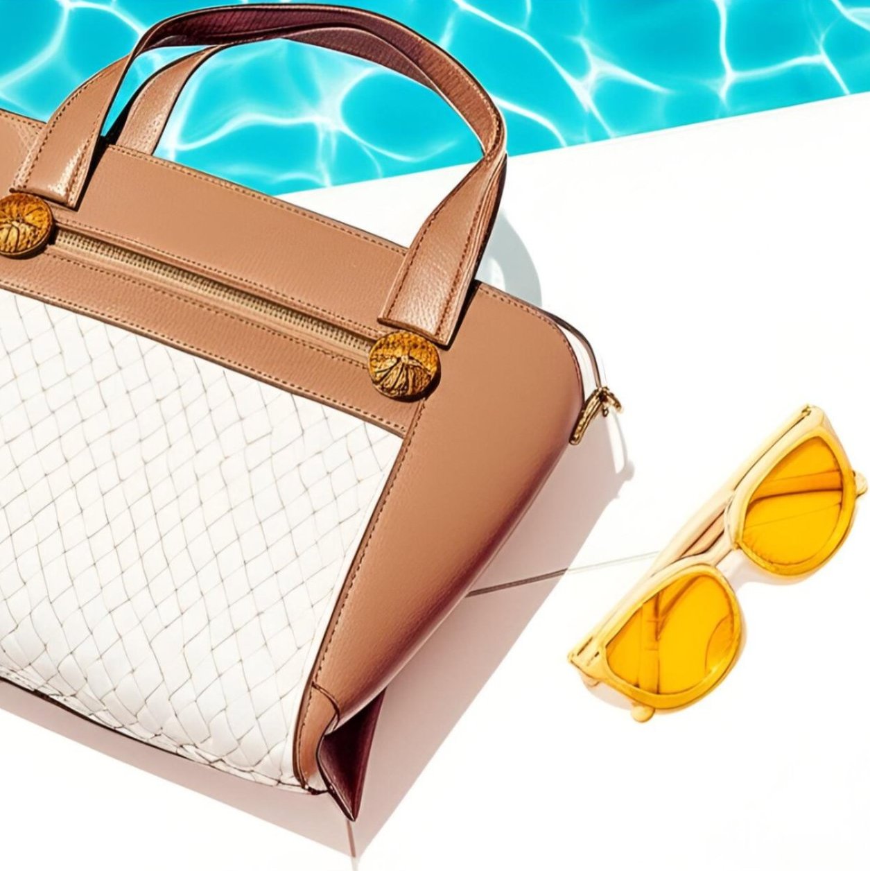 a pair of sandals and sunglasses on sand
