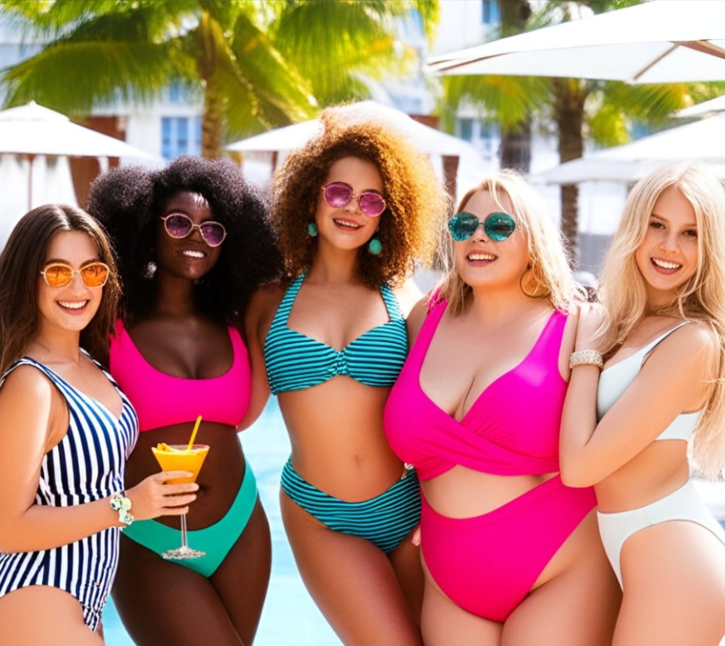 a group of women in garments posing for a photo
