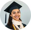 a woman wearing a graduation cap and gown