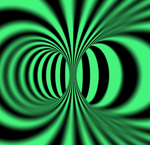 a green and black striped tunnel