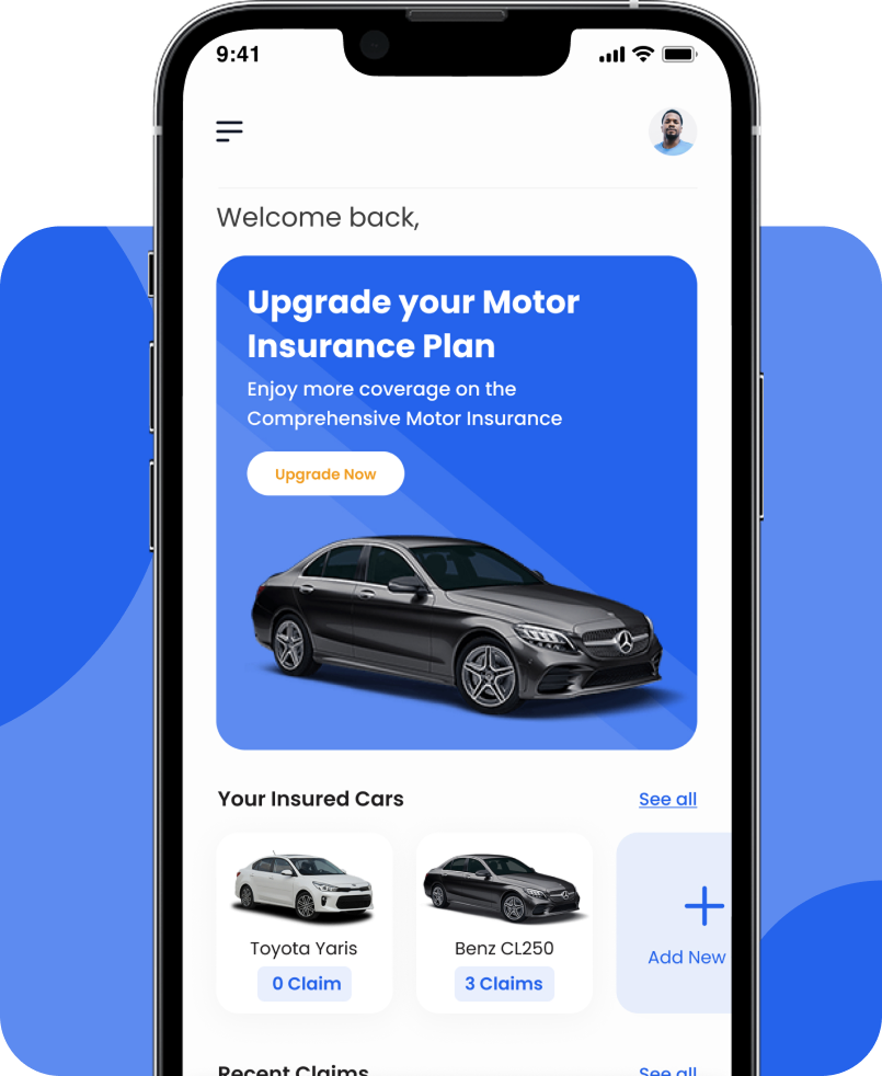 a cellphone with a screen showing a car insurance plan